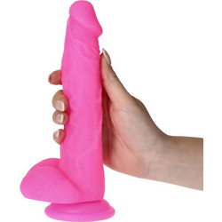 Toyz4lovers Real Safe Long Stocky Ρεαλιστικό Dildo με Βεντούζα & Όρχεις 23.5cm Ροζ