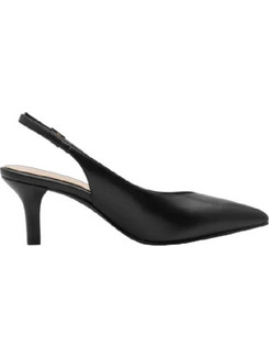 Marco Tozzi Γόβες Slingback Δερμάτινες με Λεπτό Ψηλό Τακούνι Μαύρες 2-29628-46-001