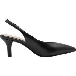 Marco Tozzi Γόβες Slingback Δερμάτινες με Λεπτό Ψηλό Τακούνι Μαύρες 2-29628-46-001