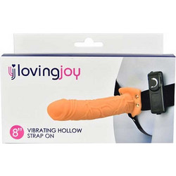 Loving Joy 8" Hollow Harness Strap On με Dildo 20cm & Δόνηση Vanilla