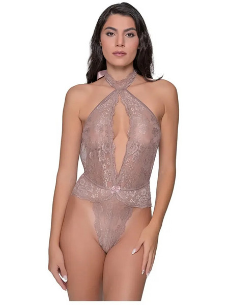 Milena By Paris Sexy Κορμάκι Brazil See Through με Δαντέλα Μπεζ 2501