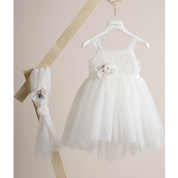 Piccolino Matylda Βαπτιστικό Φόρεμα 2τμχ DR25S149.IVORY