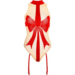 Leg Avenue Sexy Κορμάκι Brazil See Through με Ζαρτιέρες Κόκκινο Μπεζ 714718523668