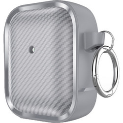 Sonique Carbon Brushed Θήκη Σιλικόνης με Γάντζο για Apple AirPods 1 / 2 Σκούρο Γκρι