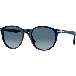 Persol PO3152S 181Q8 Ανδρικά Γυαλιά Ηλίου Στρογγυλά Κοκάλινα Μαύρα με Μπλε Φακό
