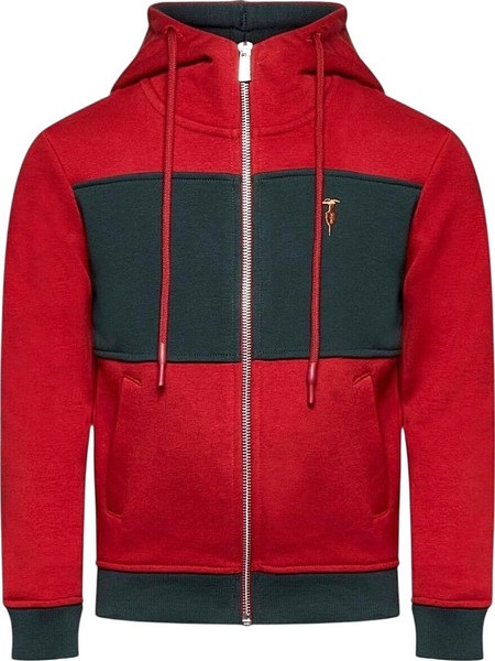 Trussardi Παιδική Ζακέτα Φούτερ με Κουκούλα και Φερμουάρ Κόκκινη Πράσινη TBA25063FE