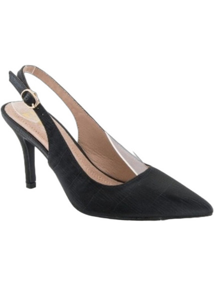 Zak Shoes Γόβες Slingback Δερμάτινες με Τακούνι Στιλέτο Μαύρες SD38003