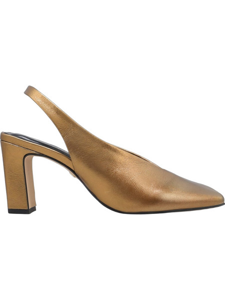 Carrano Γόβες Slingback Δερμάτινες με Χοντρό Ψηλό Τακούνι Χρυσές 862004-CABL01
