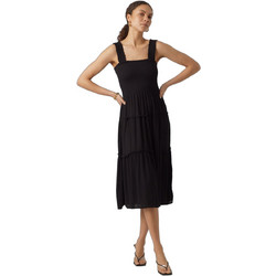 Vero Moda Midi Καλοκαιρινό Καθημερινό Φόρεμα Μεταξωτό Μαύρο 10282481
