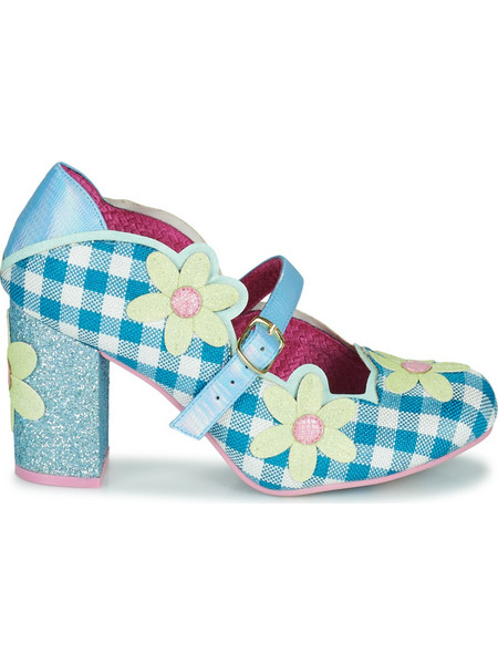 Irregular Choice Daisy Dancer Γόβες Δερμάτινες με Χοντρό Ψηλό Τακούνι & Μπαρέτα Γαλάζιες 4488-04D