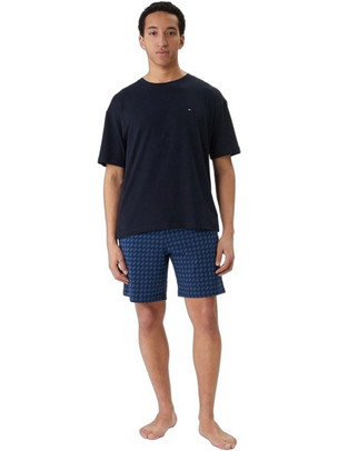 Tommy Hilfiger Καλοκαιρινές Ανδρικές Πιτζάμες Βαμβακερές Μαύρες Navy Μπλε UM0UM03834-0TM