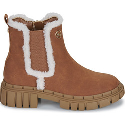 Michael Kors Γυναικεία Μποτάκια Chelsea Suede Καφέ με Χοντρό Χαμηλό Τακούνι και Γούνα MK02655220