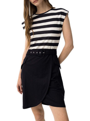 Tiffosi Mini Καλοκαιρινό Καθημερινό Φόρεμα Μεταξωτό Μαύρο 10064496-798