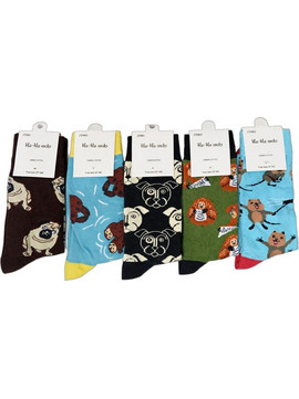 HoHo Socks Βαμβακερές Ανδρικές Κάλτσες Ψηλές με Σχέδια Πράσινες Τιρκουάζ Μαύρες 5Pack