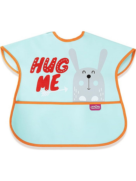 Baby Jem Hug Me Αδιάβροχη Σαλιάρα Ποδιά Πλαστική με Αυτοκόλλητο & Τσέπη Πράσινο Mint