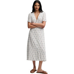Superdry Midi Καλοκαιρινό Καθημερινό Φόρεμα Μεταξωτό Λευκό W8012077A-K7E