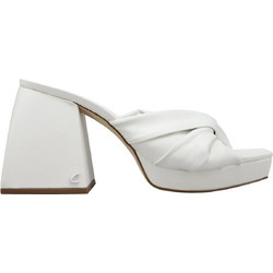 Sam Edelman Γυναικεία Πέδιλα Δερμάτινα Λευκά με Χοντρό Ψηλό Τακούνι και Φιάπα I0539S1-100