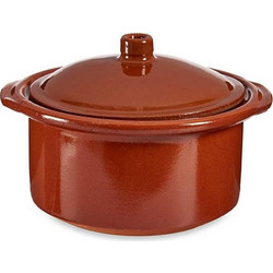 Plastona Terracota Πυρίμαχη Κεραμική Γάστρα Στρογγυλή με Καπάκι 20cm 1.5lt 029.99535