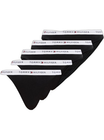 Tommy Hilfiger Βαμβακερά Γυναικεία String Μαύρα 5Pack UW0UW06579-0R9