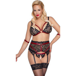 Cottelli Σετ Sexy Εσώρουχα Αυτοκινήτου See Through με Δαντέλα & Ζαρτιέρες Μαύρα Κόκκινα 22139401051