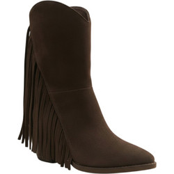 Tsakiris Mallas Γυναικεία Μποτάκια Cowgirl Suede Σοκολατί με Χοντρό Χαμηλό V31007724-504