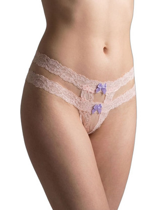 Milena By Paris Γυναικείο Sexy String Αυτοκινήτου με Δαντέλα Ροζ 6959