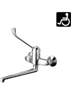 Interflex ΑΜΕΑ 276159 Μπαταρία Κουζίνας Τοίχου Διπλής Παροχής Ανάμεικτη Inox