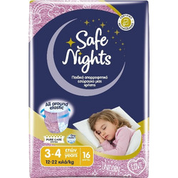 Babylino Safe Nights Girl 3-4y Πάνες Βρακάκι 12-22kg 16τμχ