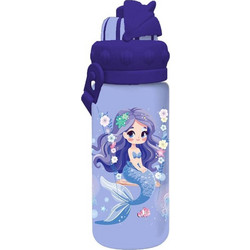 Must Mermaid Παιδικό Παγούρι Πλαστικό BPA Free με Καλαμάκι Μπλε 430ml