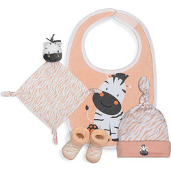 Interbaby Σετ Δώρου για Νεογέννητο Κορίτσι Zebra Σομόν 4τμχ