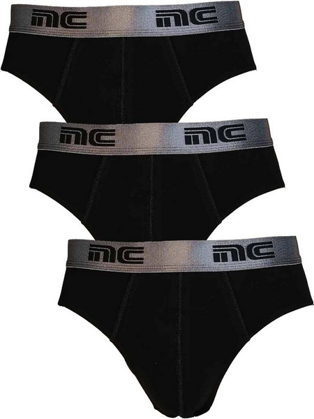 Nina Club Ανδρικά Σλιπ Βαμβακερά Μαύρα/Ασημί 3Pack NC611
