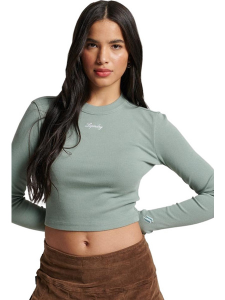 Superdry Γυναικείο Χειμερινό Crop Top Ριπ Πράσινο Mint W6011656A-1KN