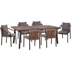 HomeMarkt Maerly Σετ Τραπεζαρία Κήπου Αλουμίνιο 7τμχ Καφέ Ανθρακί HM10826.13