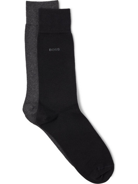 Hugo Boss Ανδρικές Κάλτσες Ψηλές Ανθρακί Μαύρες 2Pack 50467709-012