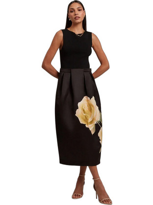 Ted Baker Verinie Midi Καλοκαιρινό Φόρεμα για Γάμο / Βάπτιση Floral Μαύρο 284800