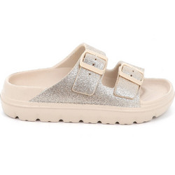 B-Soft Γυναικείες Παντόφλες Καλοκαιρινές Flatforms Ανατομικές Αντιολισθητικές Χρυσές 51404