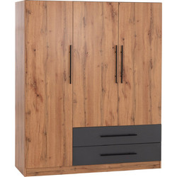 B2BMarkt Τρίφυλλη Ντουλάπα Ρούχων Καφέ 150x55.5x180cm 0513770