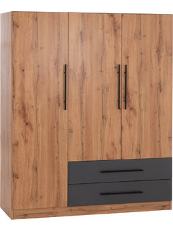 B2BMarkt Τρίφυλλη Ντουλάπα Ρούχων Καφέ 150x55.5x180cm 0513770