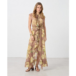 Passager Maxi Καλοκαιρινό Φόρεμα για Γάμο / Βάπτιση Floral Καφέ 71113-01