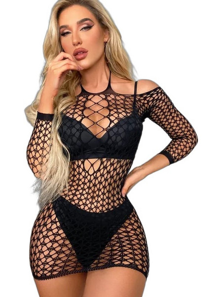 Kinksters Sexy Φόρεμα Διχτυωτό Μαύρο 6928048056824