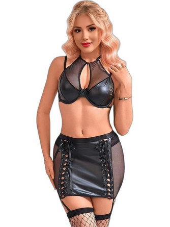 Adalet Aurora Sexy Two Piece Set See Through Μαύρο A-806