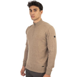 Double Ανδρική Πλεκτή Μπλούζα με Φερμουάρ Μπεζ KNIT-8004