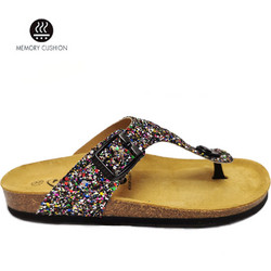 Plakton Glitter Electra Δερμάτινες Γυναικείες Σαγιονάρες Ανατομικές Πολύχρωμες 181671