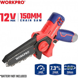 WORKPRO WP461604 Κλαδευτικό Αλυσοπρίονο Μπαταρίας 12V με Λάμα 15cm
