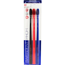 Swissdent Profi Colours Medium Soft Οδοντόβουρτσες 3τμχ Μαύρη Μπλε Κόκκινη