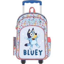 Graffiti Bluey Σχολική Τσάντα Τρόλεϊ Δημοτικού Γαλάζια 260251