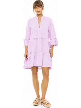 Pink Label Mini Καλοκαιρινό Καθημερινό Φόρεμα Μεταξωτό Λιλά BN-284