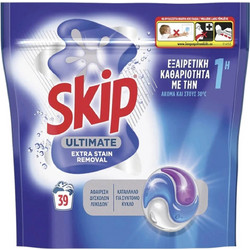 Skip Ultimate Extra Stain Removal Απορρυπαντικό Πλυντηρίου σε Κάψουλες 39 Πλύσεις