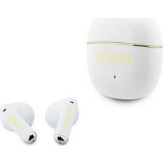 Guess Gold Line Glossy Classic Logo TWS Ακουστικά Bluetooth Earbud White
