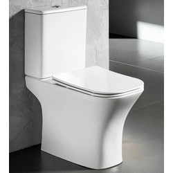 Bianco Ceramica Delia Λεκάνη Τουαλέτας Δαπέδου Rimless Κάτω Σιφώνι με Καζανάκι & Κάλυμμα Slim Soft Close Λευκή SDL12000SC-300